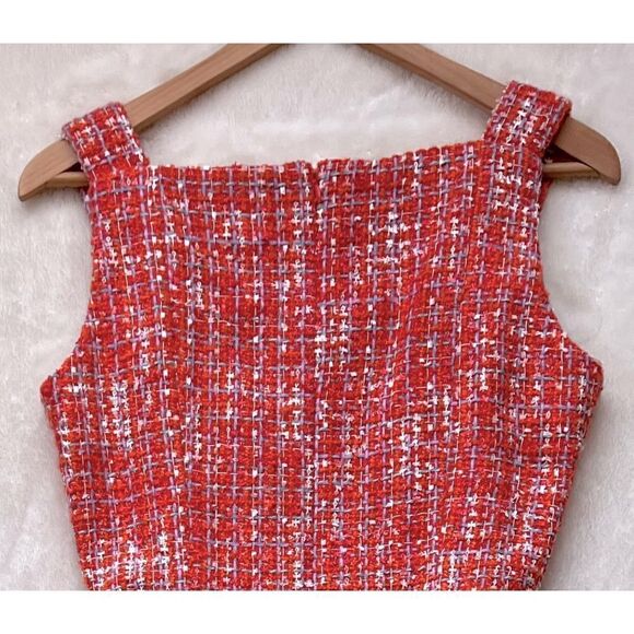 Ann Taylor Red Tweed Button-Front Sheath Dress - Picture 14 of 16